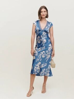 evangeline silk dress reformation STAUD Evangeline Silk Midi Dress